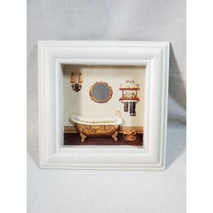 Vintage Style Bathroom Wall Art Framed Clawfoot Tub French Country Decor
